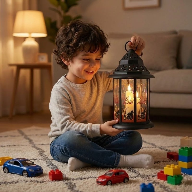 Luxury Ramadan Plastic Lantern with LED Lights & Sound - K06-122 - Image 2